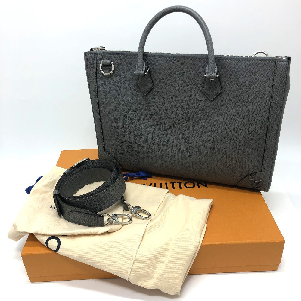 LOUIS VUITTON Business bag M30856 Taiga Leather gray Taiga Slim briefcase mens