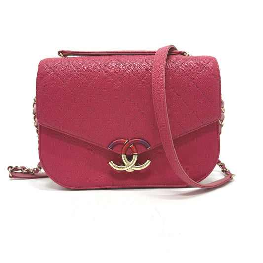 CHANEL Shoulder Bag Caviar skin Pink type COCO Mark CC coil