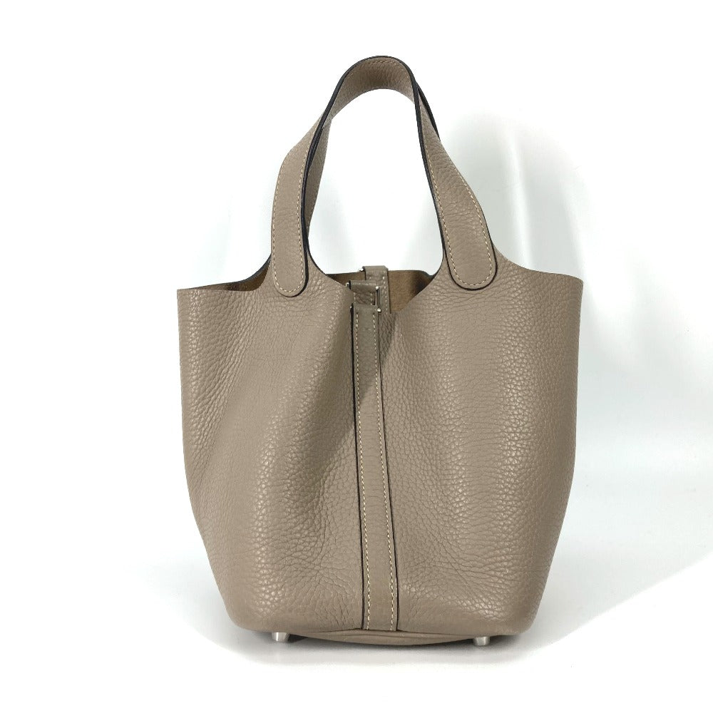 HERMES Handbag Taurillon Clemence Gray type Bag Picotin Lock PM 18 Women