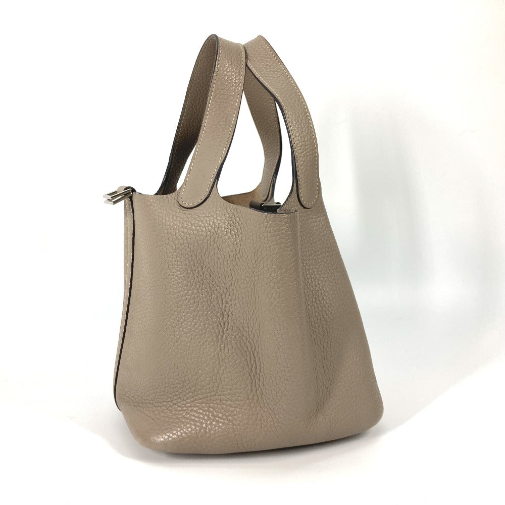 HERMES Handbag Taurillon Clemence Gray type Bag Picotin Lock PM 18 Women