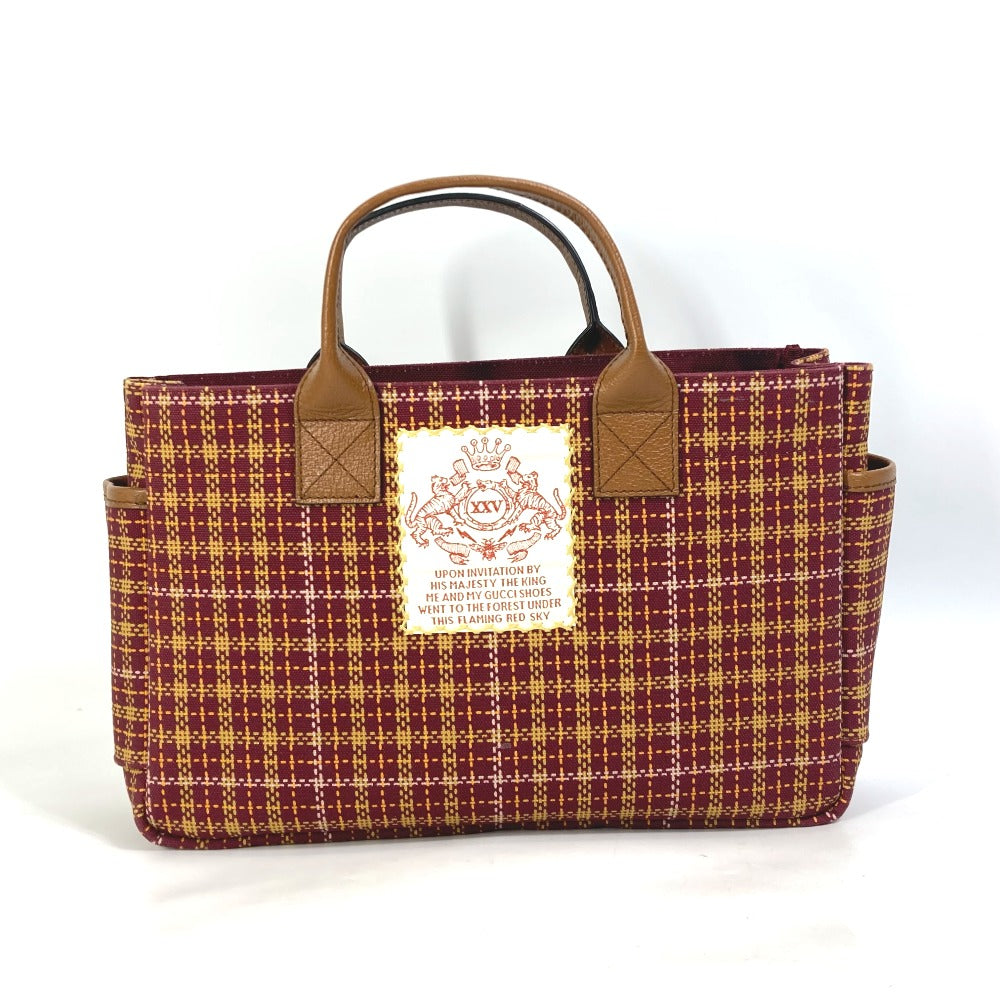 GUCCI Handbag 628159 Canvas / leather Brown/Bordeaux type check Chilled license Women