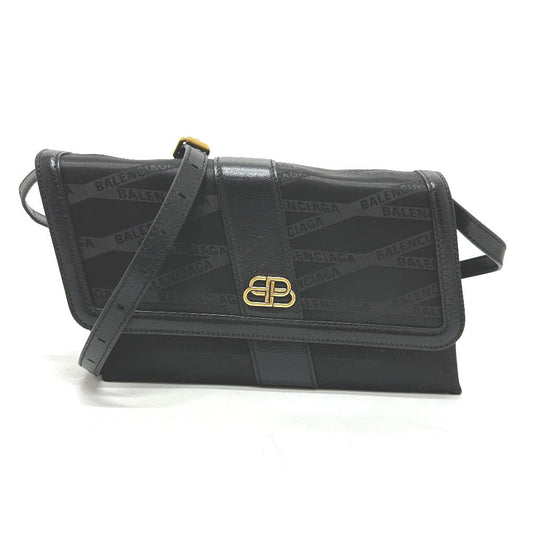 BALENCIAGA Shoulder Bag 580161 Nylon / leather black logo SHIFT BAG M Women