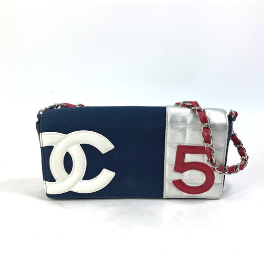 CHANEL Shoulder Bag Canvas / leather Navy NO.5 Number 5 Women