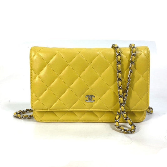 CHANEL Shoulder Bag AP0250 lambskin yellow CC COCO Mark Matrasse quilting Women