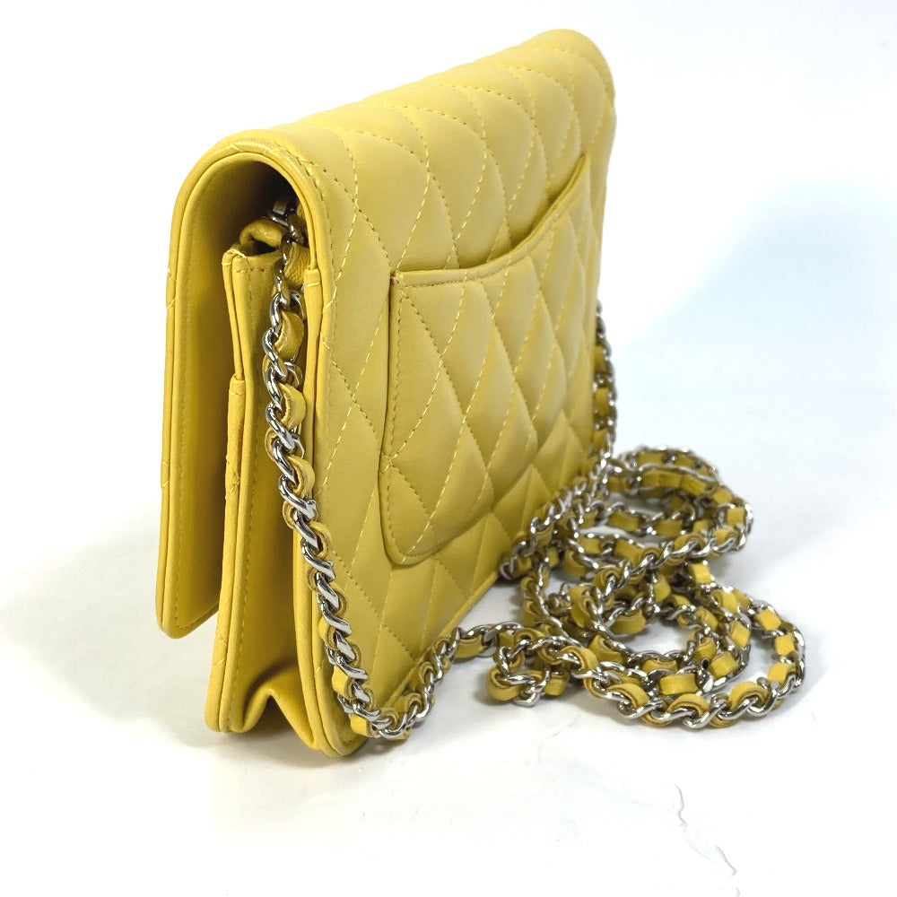 CHANEL Shoulder Bag AP0250 lambskin yellow CC COCO Mark Matrasse quilting Women