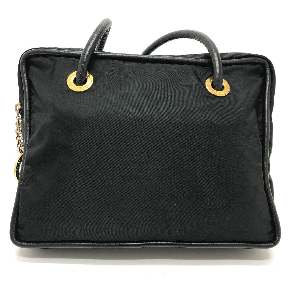 CELINE Shoulder Bag Nylon / leather black Circle logo Women