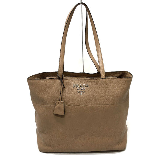 PRADA Tote Bag 1BG203 leather beige logo Women