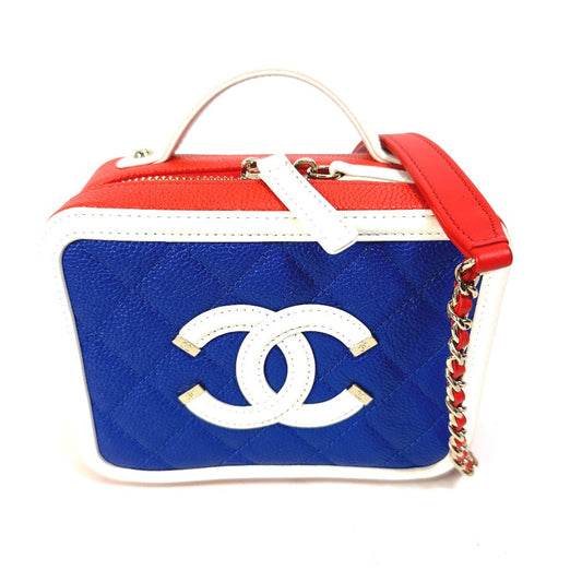 CHANEL Shoulder Bag A93342 Caviar skin Red COCO Mark CC filigree vanity bag