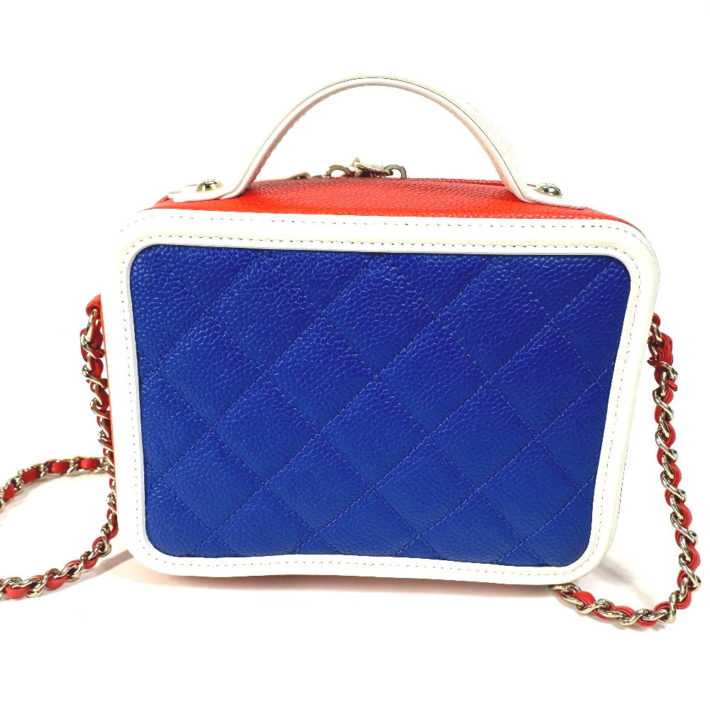 CHANEL Shoulder Bag A93342 Caviar skin Red COCO Mark CC filigree vanity bag