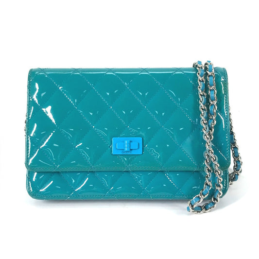 CHANEL Shoulder Bag enamel Blue type 2.55 Hardware Matrasse quilting Women