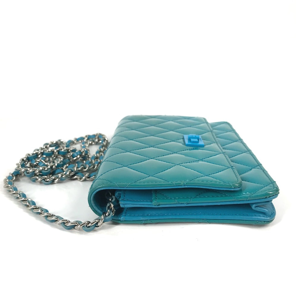 CHANEL Shoulder Bag enamel Blue type 2.55 Hardware Matrasse quilting Women
