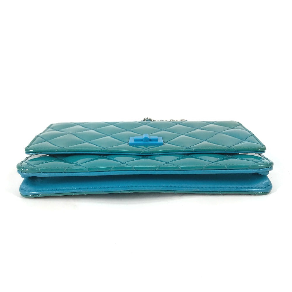 CHANEL Shoulder Bag enamel Blue type 2.55 Hardware Matrasse quilting Women