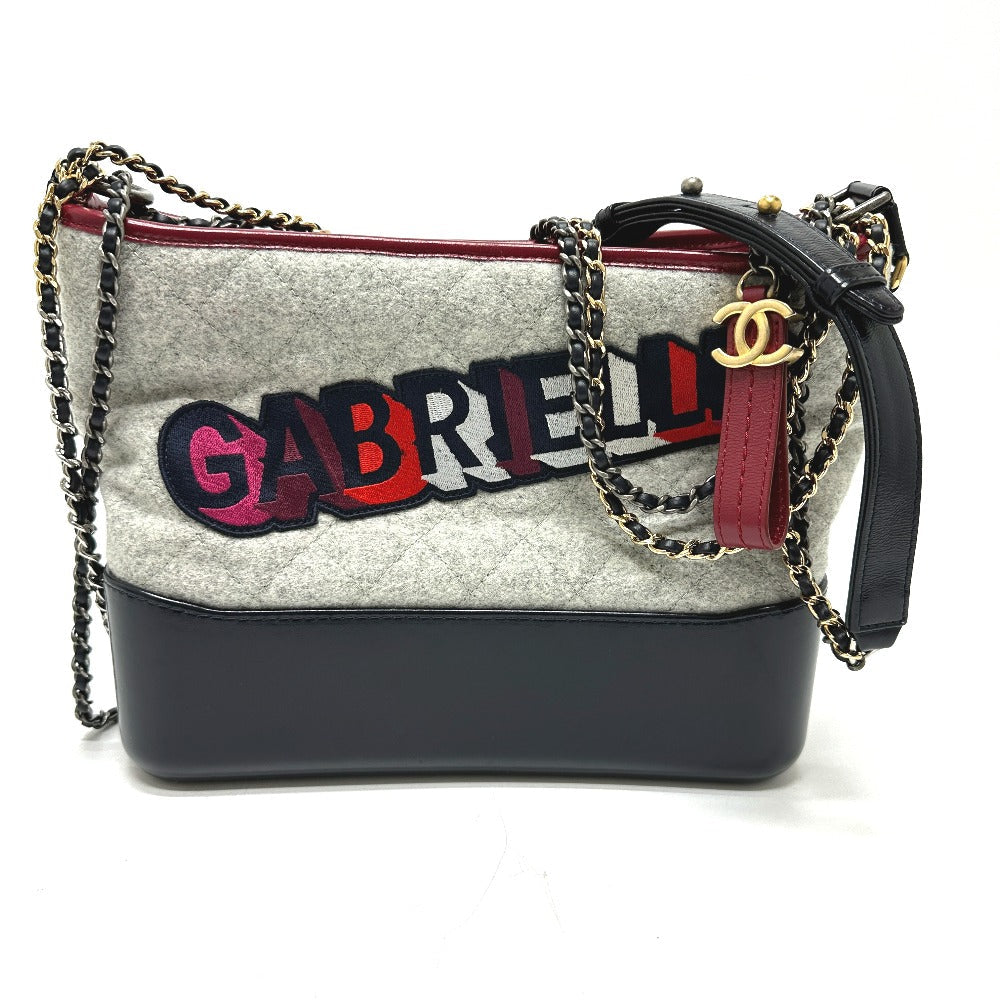 CHANEL Shoulder Bag Calfskin, Wool gray CC COCO Mark Gabriel Do logo