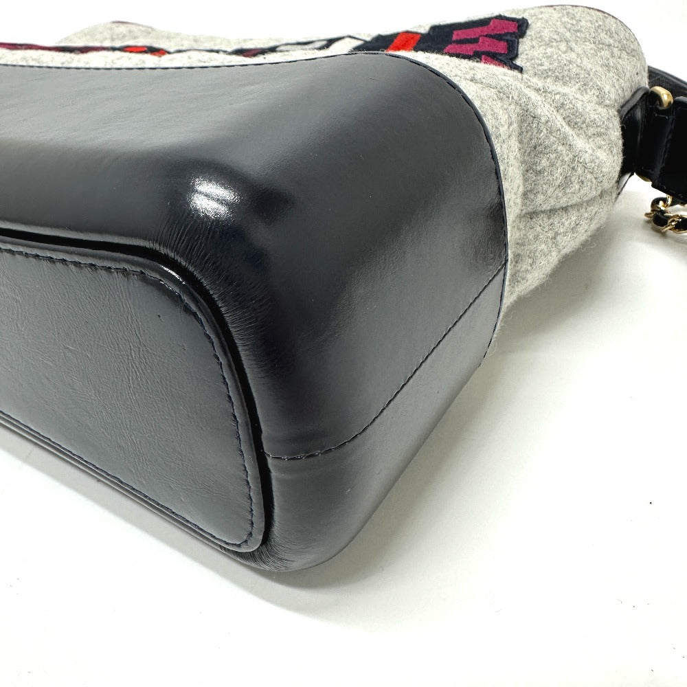 CHANEL Shoulder Bag Calfskin, Wool gray CC COCO Mark Gabriel Do logo