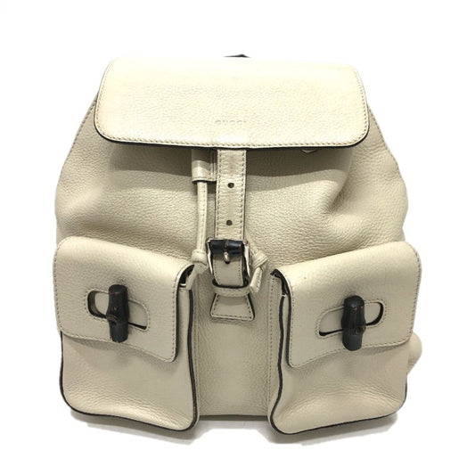 GUCCI Backpack 370833 leather White type Bamboo Backpack Women