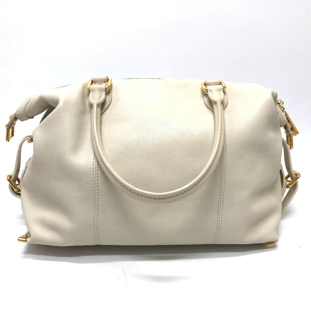 LOUIS VUITTON Boston Duffel bag leather white Sac Louis Women
