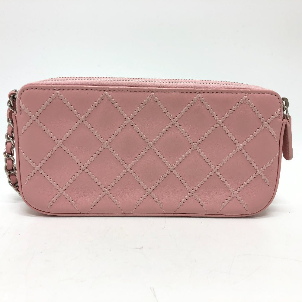 CHANEL Shoulder Bag A82527 lambskin pink CC COCO Mark Matelasse Wild Stitch Women
