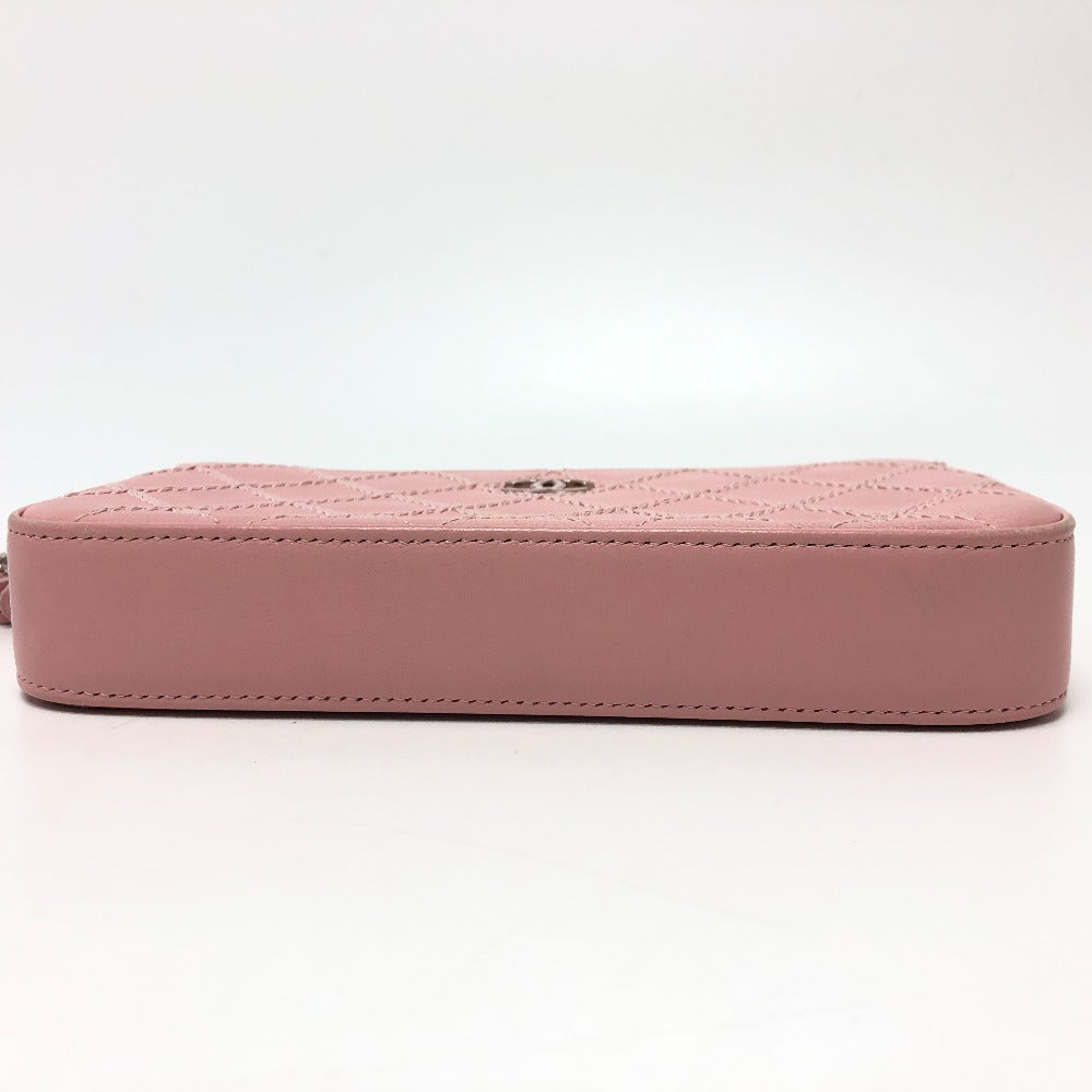 CHANEL Shoulder Bag A82527 lambskin pink CC COCO Mark Matelasse Wild Stitch Women