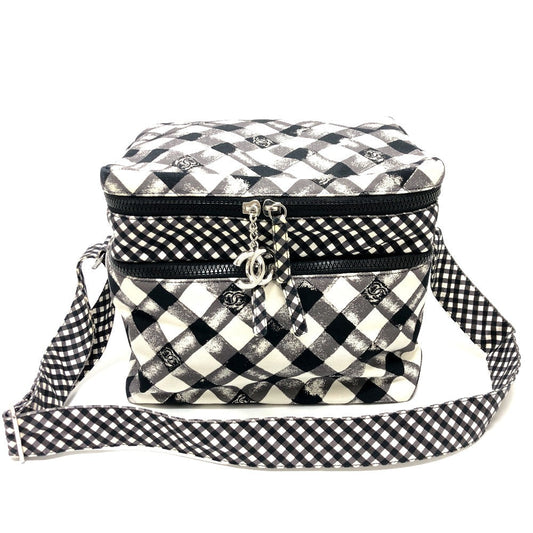 CHANEL Shoulder Bag canvas white Check COCO Mark Cooler bag Women