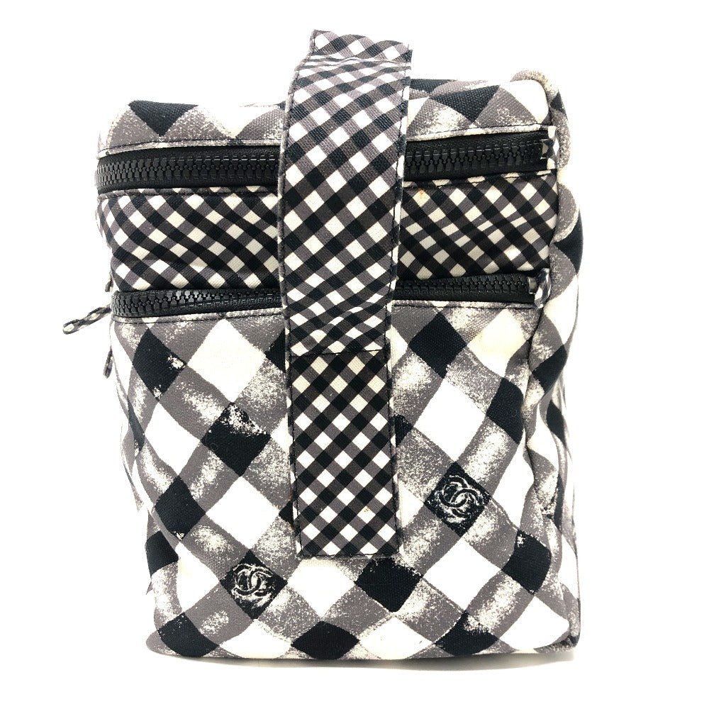 CHANEL Shoulder Bag canvas white Check COCO Mark Cooler bag Women