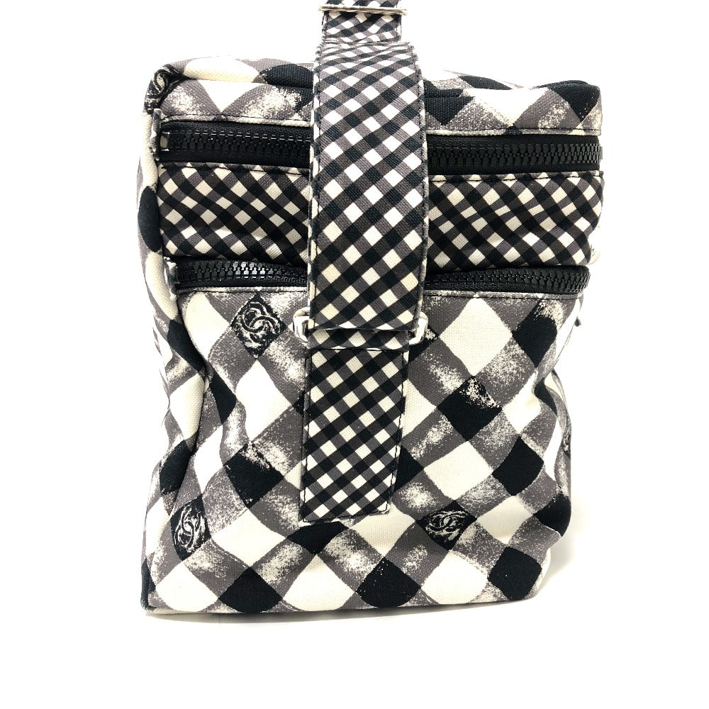 CHANEL Shoulder Bag canvas white Check COCO Mark Cooler bag Women