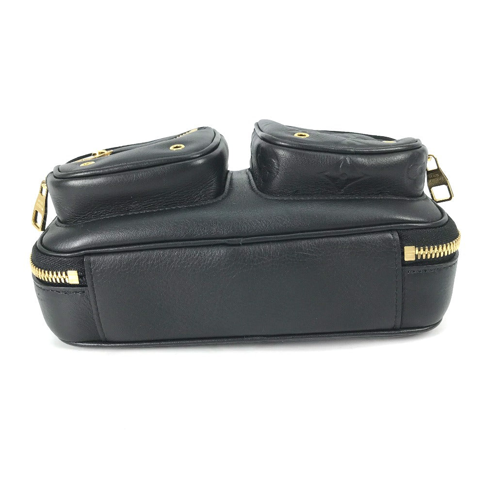  LOUIS VUITTON Shoulder Bag leather black Monogram Utility crossbody
