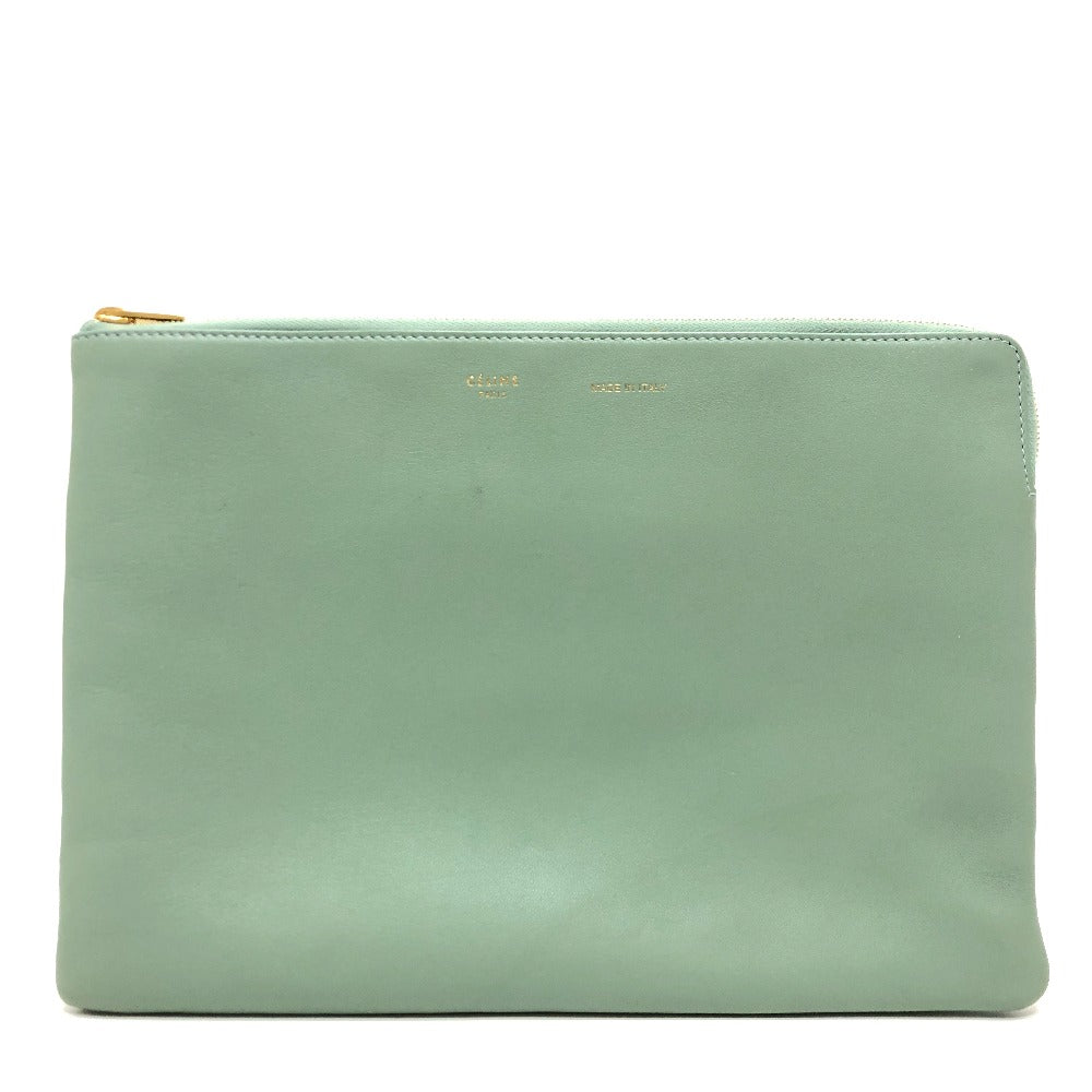 CELINE Clutch bag leather Green type business bag Women