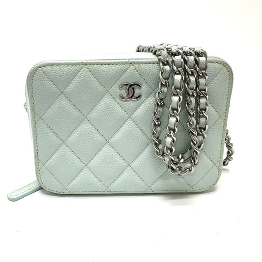 CHANEL Shoulder Bag AP2426 Caviar skin blue CC COCO Mark Matrasse camera bag Women