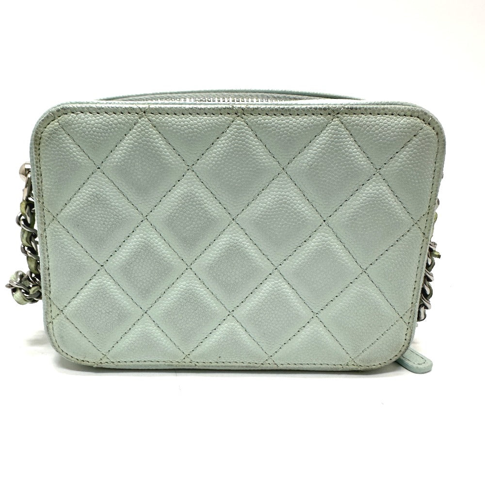 CHANEL Shoulder Bag AP2426 Caviar skin blue CC COCO Mark Matrasse camera bag Women