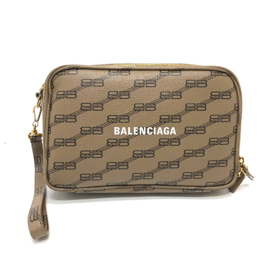 BALENCIAGA Clutch bag 644432 leather Brown logo Every day Women