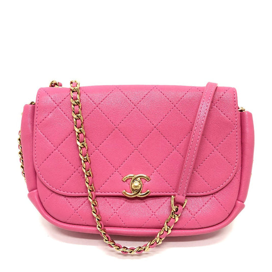 CHANEL Shoulder Bag AS0138 Calfskin pink CC COCO Mark Edge Chain