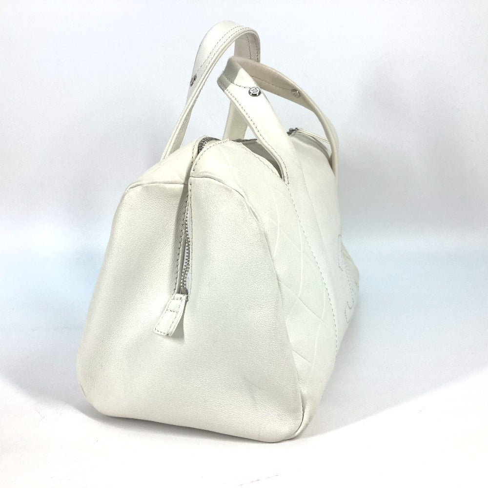 CHANEL Boston Duffel bag A30899 Calf leather white CC COCO Mark Chevron Vstitch Women d