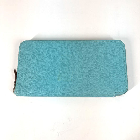 HERMES Long Wallet Purse Epsom blue Azap Long Silk in Women