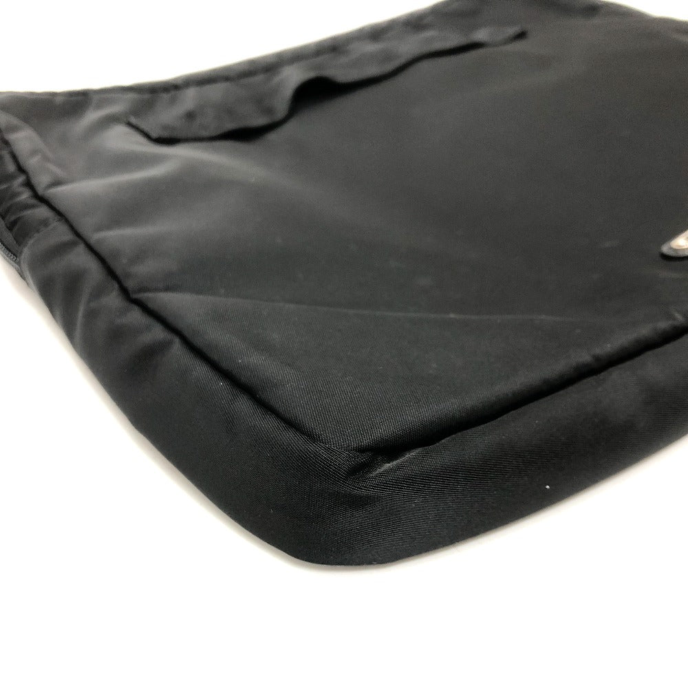 PRADA Clutch bag Nylon black Handbag PC case Triangle logo unisex(Unisex)