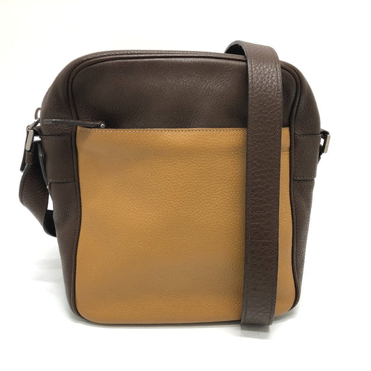 PRADA Shoulder Bag leather Brown Triangle logo By color Women Silver hardware
