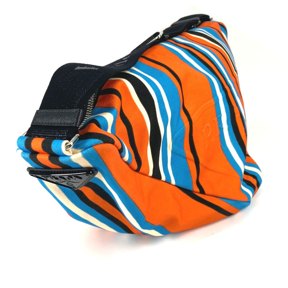 PRADA Shoulder Bag 2VY007 canvas Orange stripe Triangle Bayadere mens