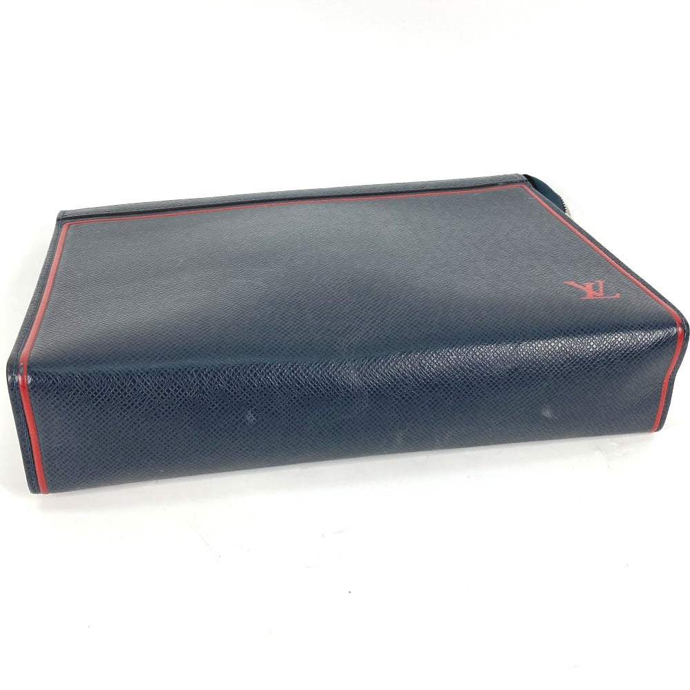  LOUIS VUITTON business bag Taiga Leather Navy Taiga Pochette Voyage mens