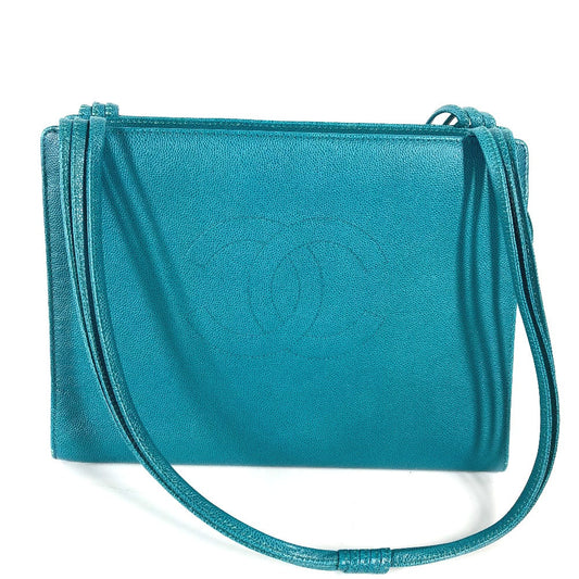 CHANEL Shoulder Bag Caviar skin Green type Bag Tote Bag CC COCO Mark Women