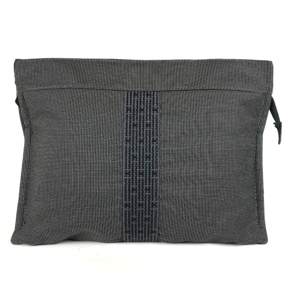 HERMES Pouch canvas gray Her Line Pouch MM unisex(Unisex)