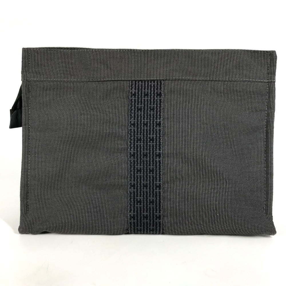 HERMES Pouch canvas gray Her Line Pouch MM unisex(Unisex)
