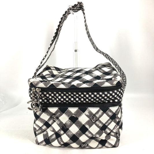 CHANEL Shoulder Bag canvas white Check CC COCO Mark Women