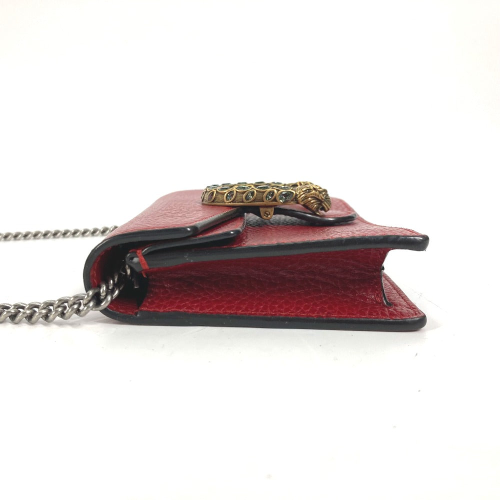GUCCI Shoulder Bag 476432 leather Red Bag Pouch Clutch Bag Dionysus Rhinestone Women