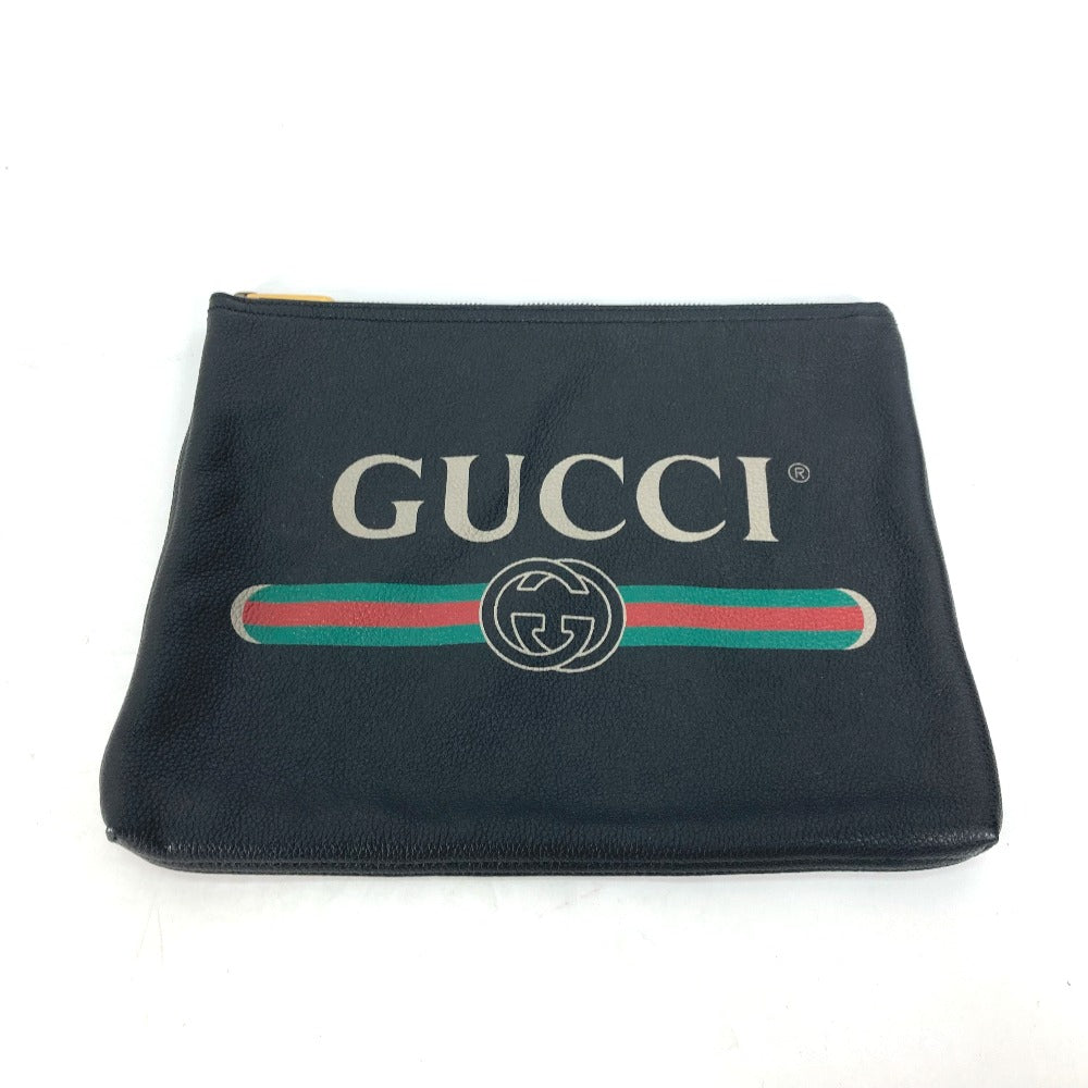 GUCCI Clutch bag 500981 leather black logo mens