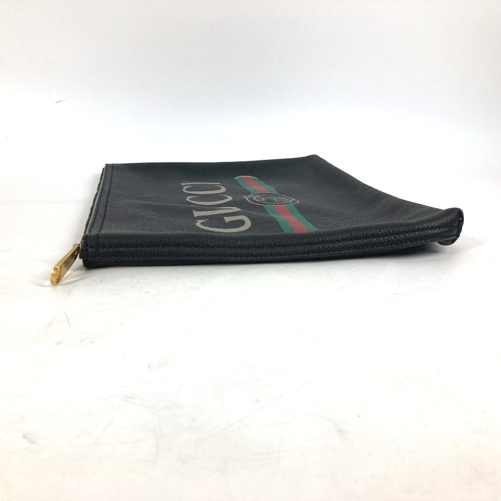 GUCCI Clutch bag 500981 leather black logo mens