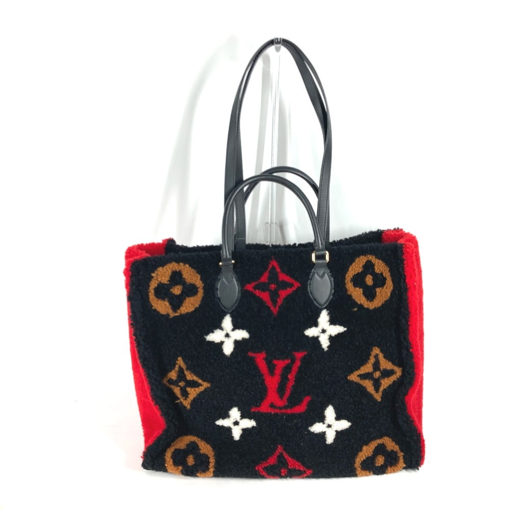 LOUIS VUITTON Shoulder Bag Shearing black Monogram teddy On the go GM