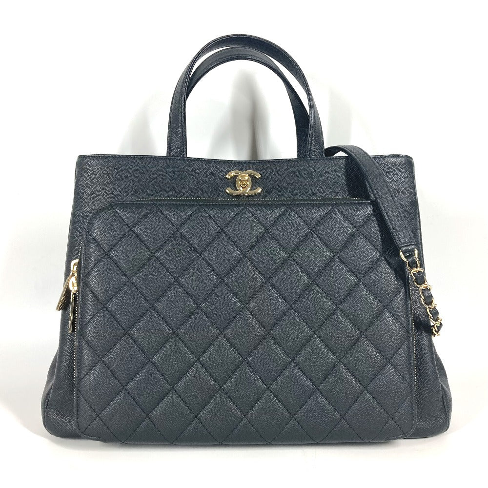 CHANEL Shoulder Bag A93795 Caviar skin black CC COCO Mark Affinity Matelasse Quilting