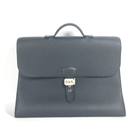 HERMES Business bag Togo black Briefcase Sac Adepeche 38 mens