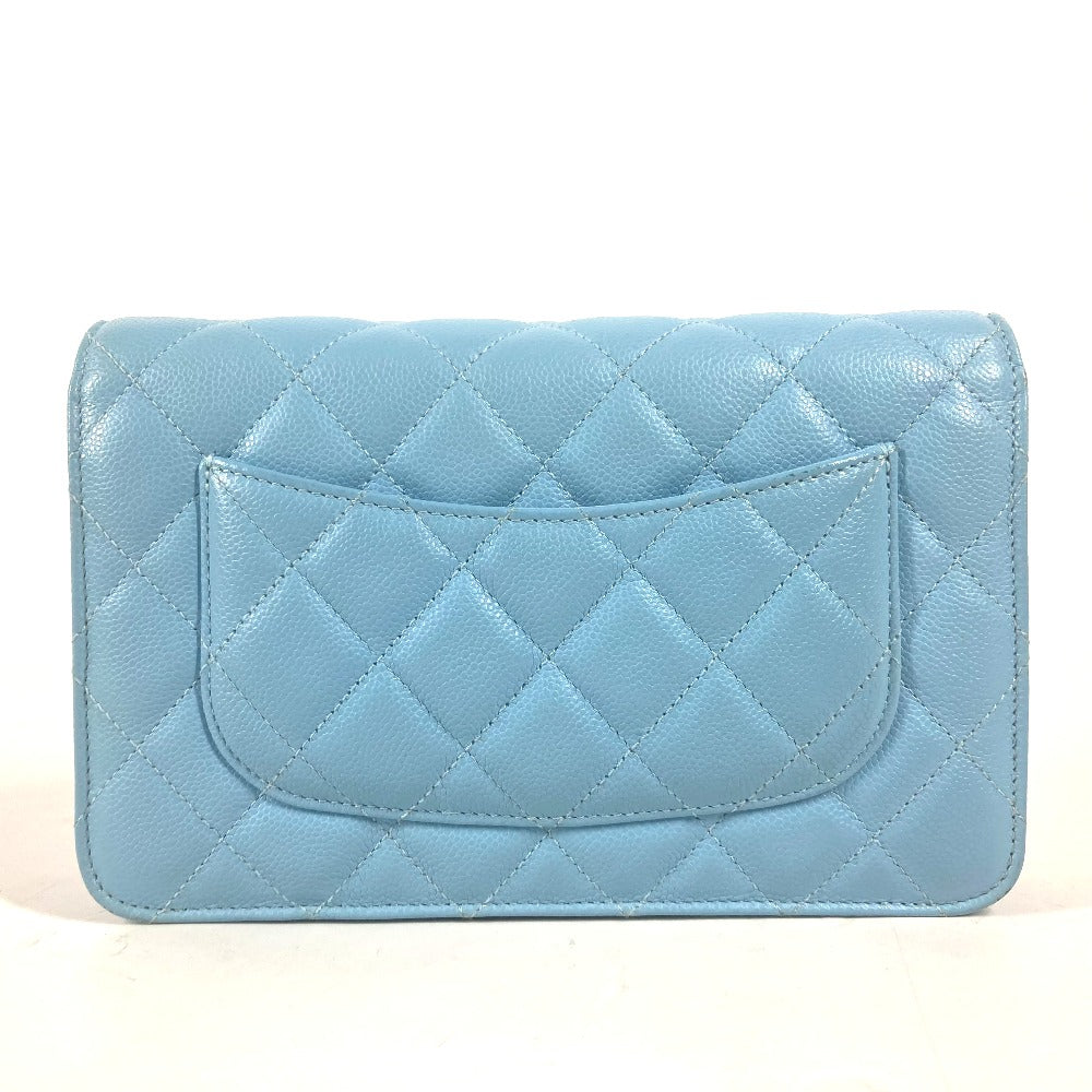 CHANEL Shoulder Bag AP0250 Caviar skin Light blue CCCOCO Mark Matelasse Timeless Classic Women