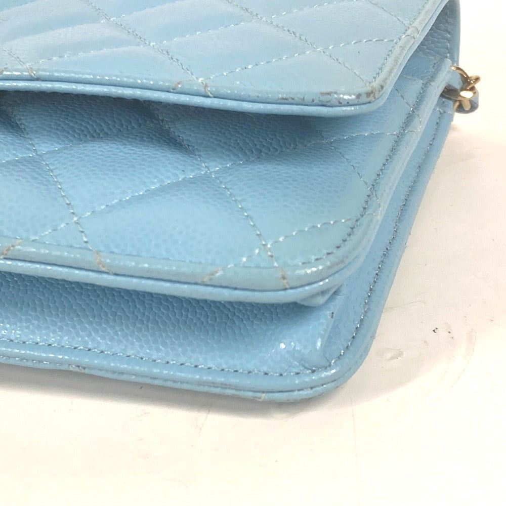 CHANEL Shoulder Bag AP0250 Caviar skin Light blue CCCOCO Mark Matelasse Timeless Classic Women