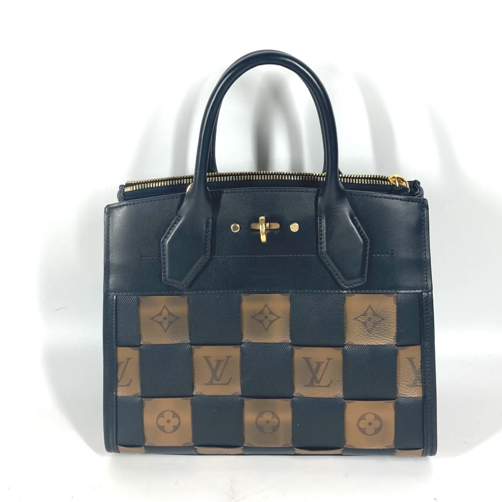 LOUIS VUITTON Shoulder Bag leather Brown Monogram reverse City Steamer PM Women